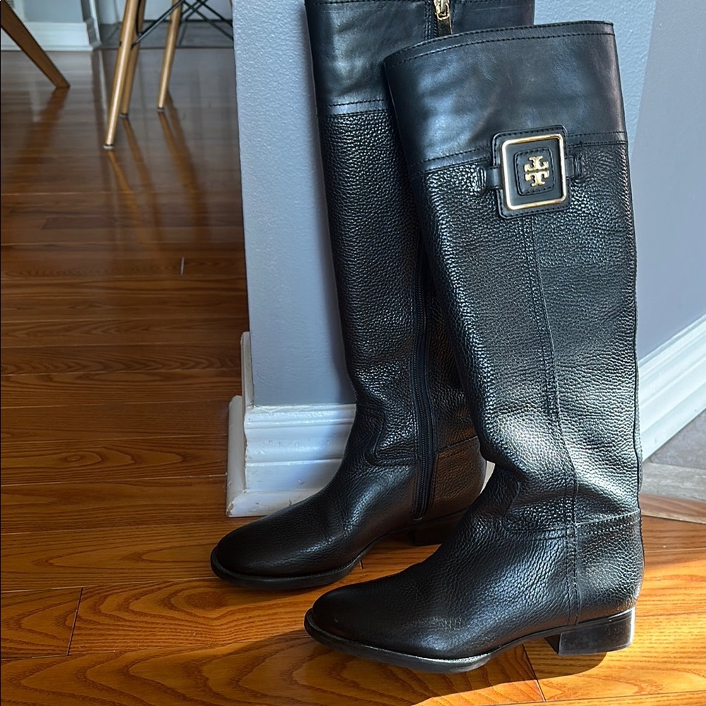 Tory Burch Black Leather Knee-High Boots